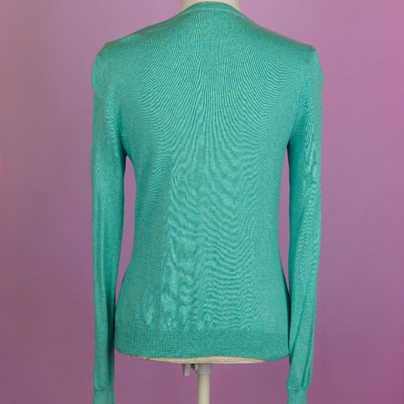 Turquoise cardigan with sequined collar - Picture 7 of 8